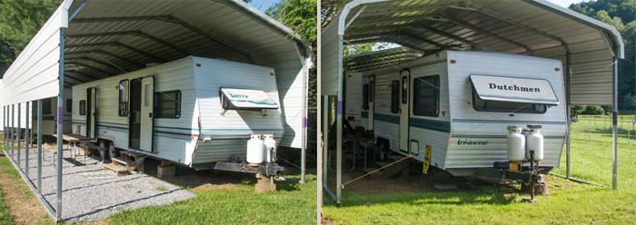 two camper trailers